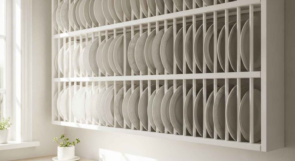 Elegant White Plate Racks & Display