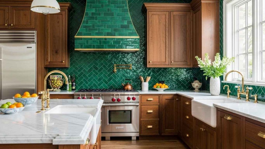 Emerald Green Zellige Herringbone