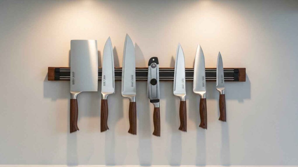 Employ Magnetic Strips for Knife Storage