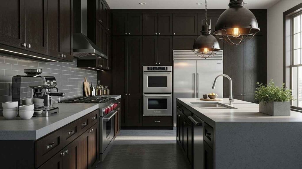 Espresso Cabinets & Concrete Counters