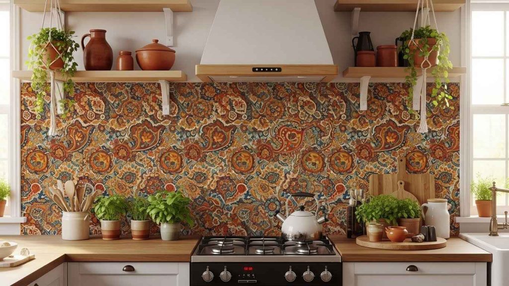 Fabric Backsplash with Starch