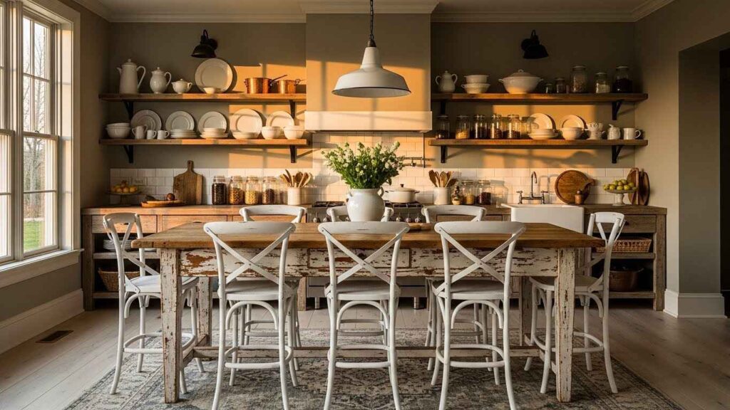 Farmhouse Style White Bar Stools