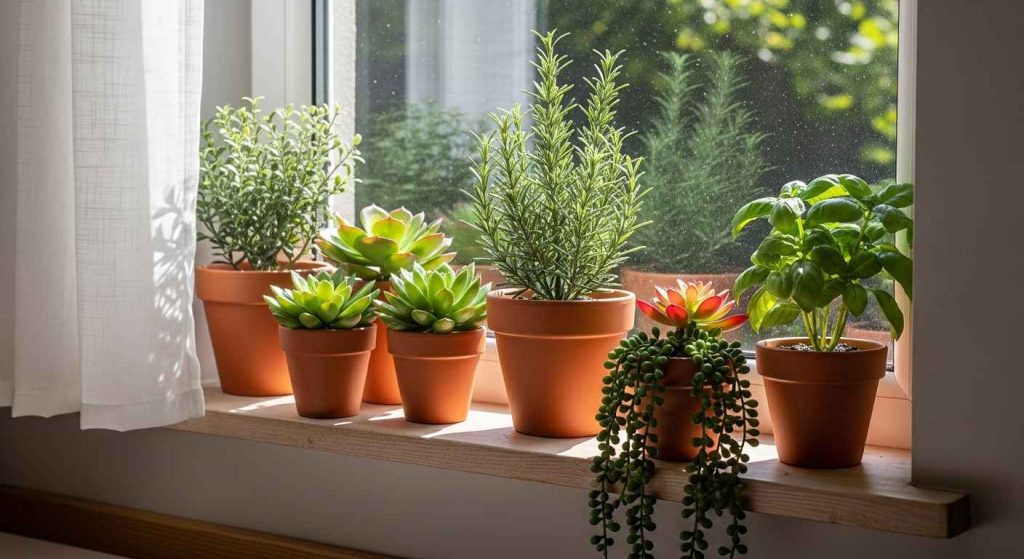 Faux Plant Window Sill Garden