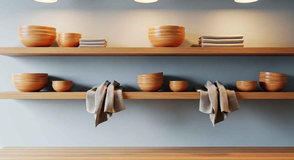 Floating Wooden Shelves for Warmth