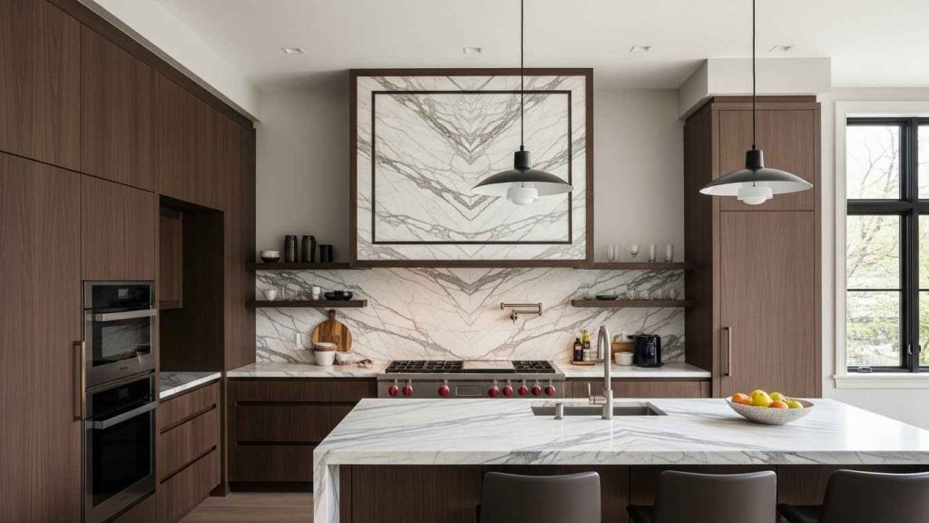 Framed Marble Range Hood Cover