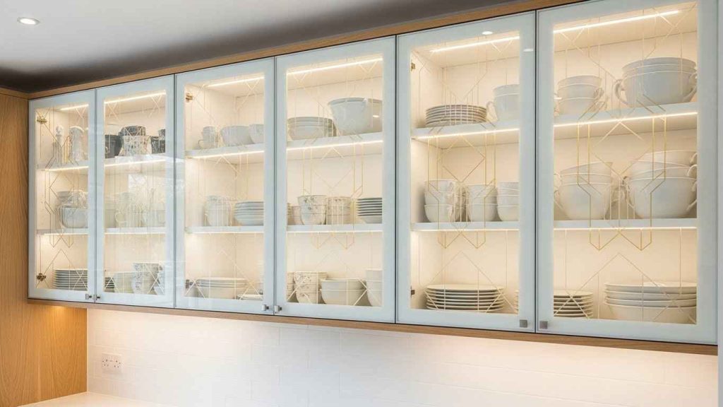 Frosted White Glass with Gold Details