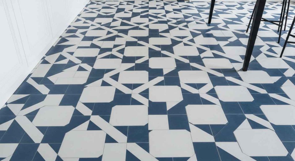 Geometric Blue Floor Tiles