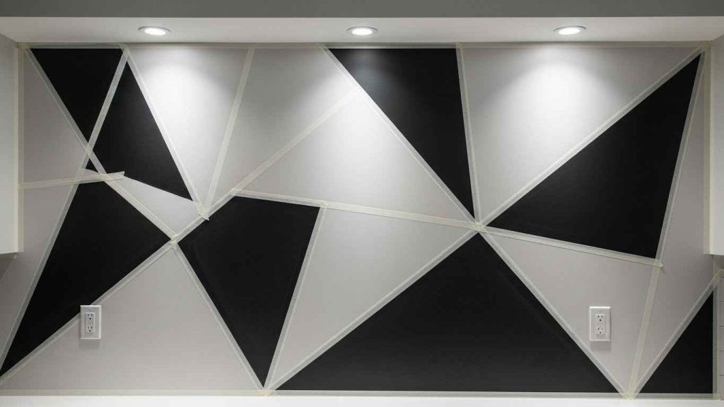 Geometric Chalkboard Backsplash Design
