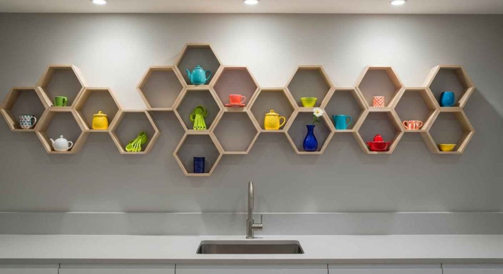 Geometric Design Modern Kitchen Shelves