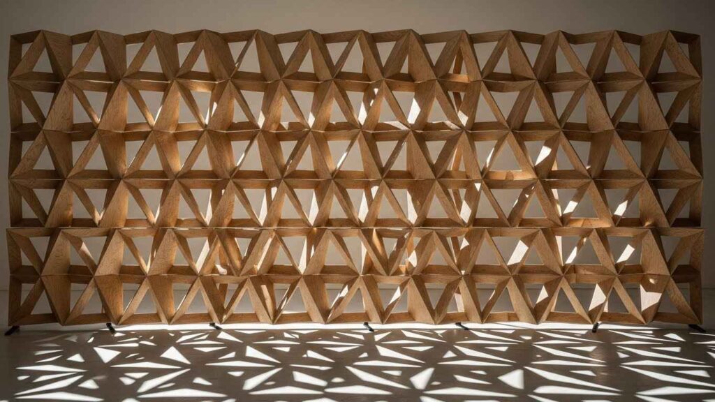 Geometric Wooden Block Screens