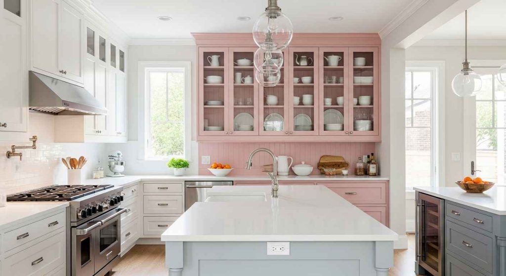 Glass Cabinets with Interior Color