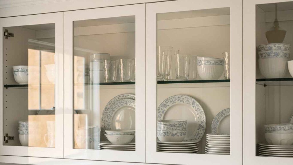 Glass-Front Glossy Cabinet Doors