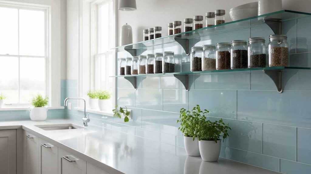 Glass Shelves for a Light & Airy Feel