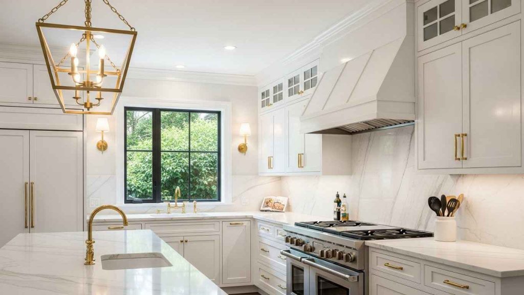 Glossy White with Metallic Accents