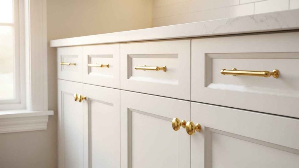 Gold Hardware on White Cabinetry