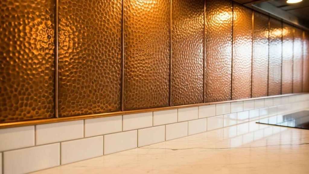 Hammered Copper Backsplash Panels