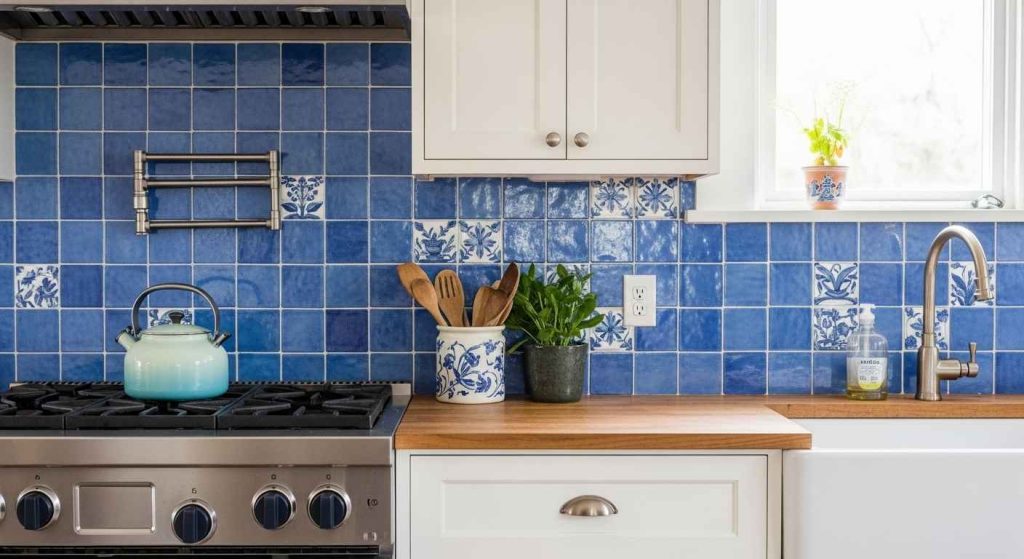Hand-Painted Artisan Backsplash