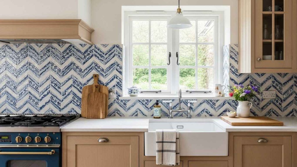 Hand-Painted Ceramic Herringbone