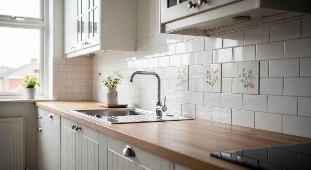 Hand-Painted Subway Tile Backsplash