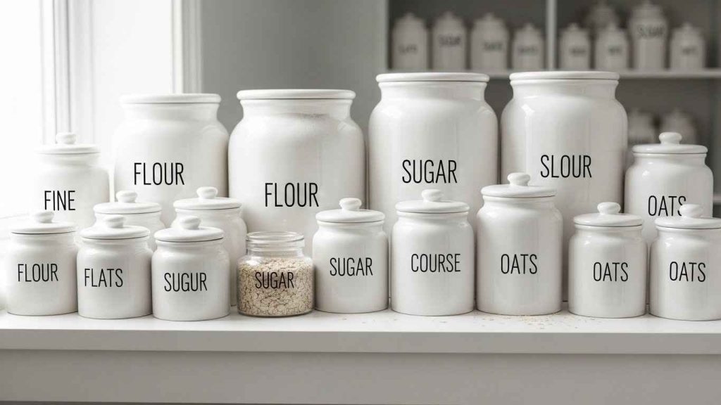 Harmonious White Kitchen Jars for Pantry Staples
