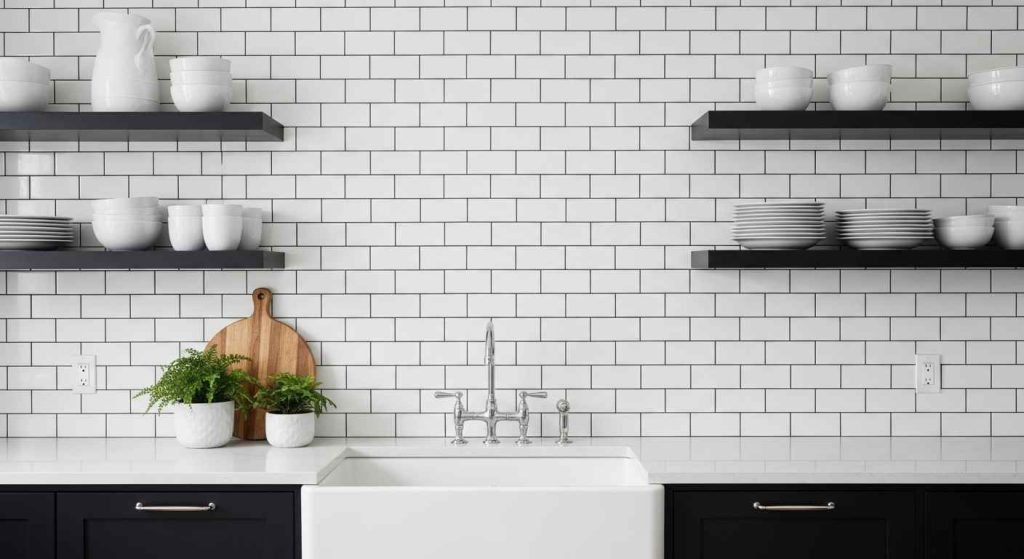 High-Contrast Subway Tile Backsplash