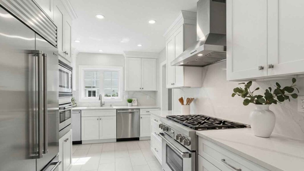 High-Contrast White and Stainless Steel