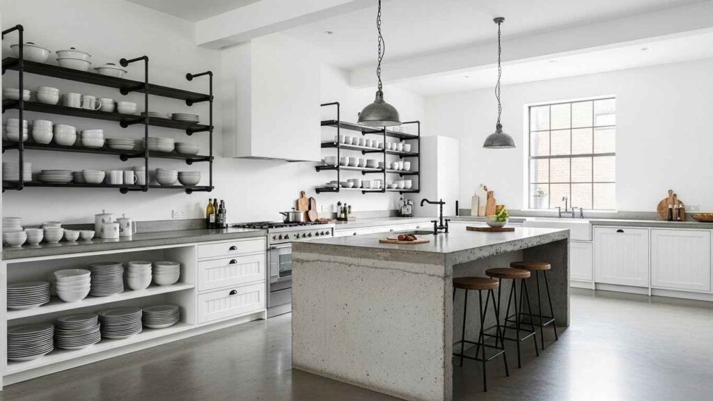 Industrial Edge in a Modern White Kitchen