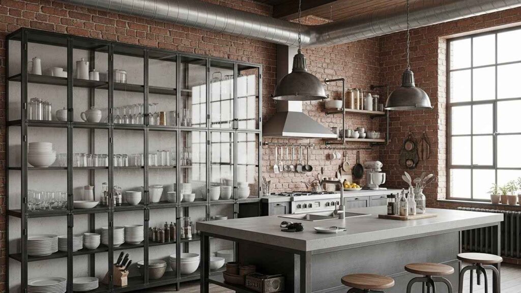 Industrial Metal and Glass Cabinets