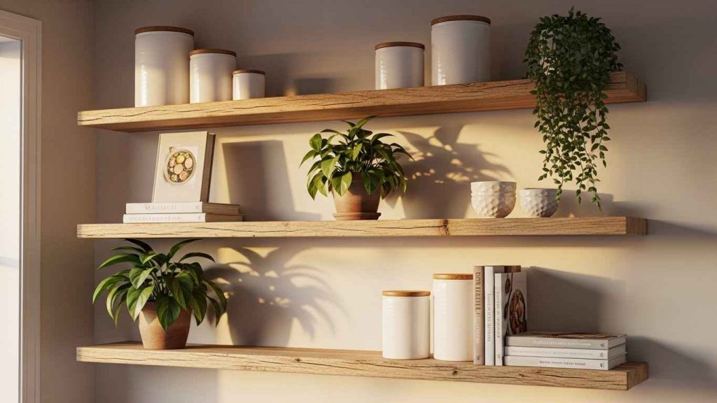 Install Floating Wooden Shelves