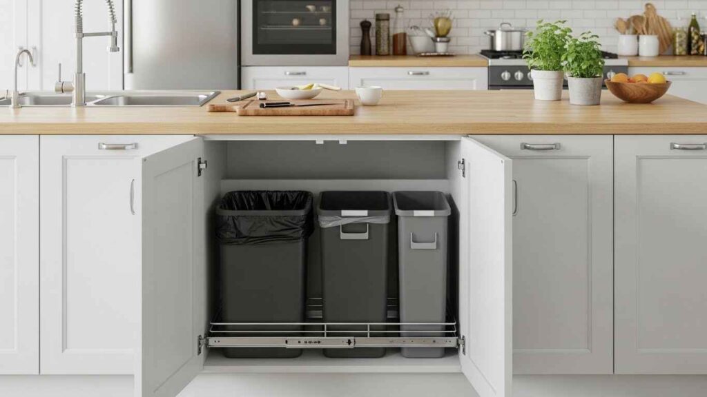 Install Practical Pull-Out Trash Bins