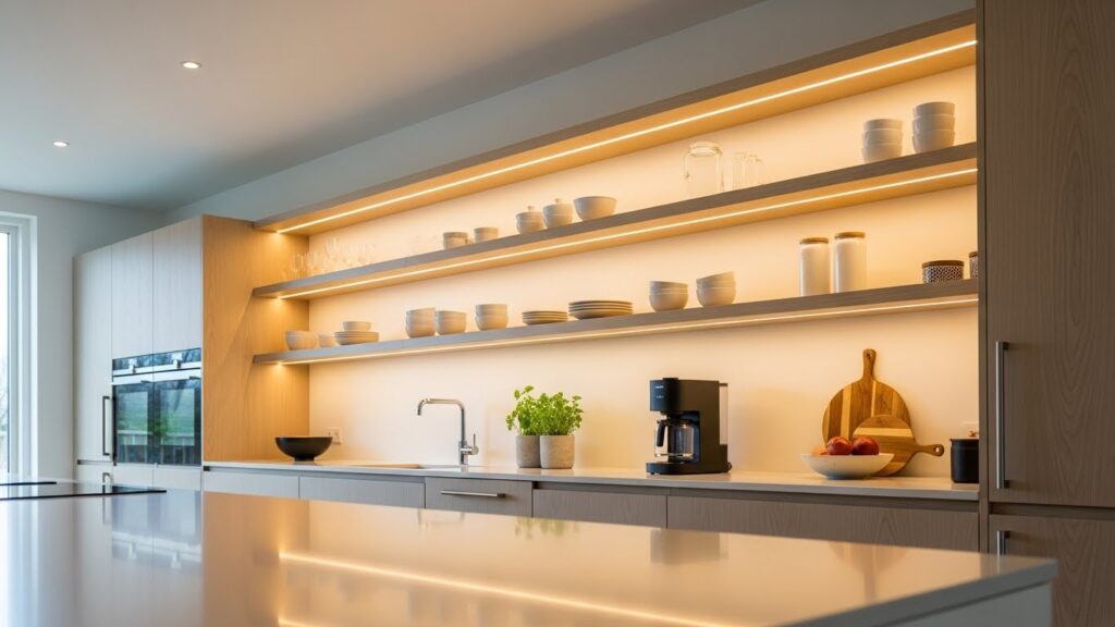 Integrated LED Lit Shelves