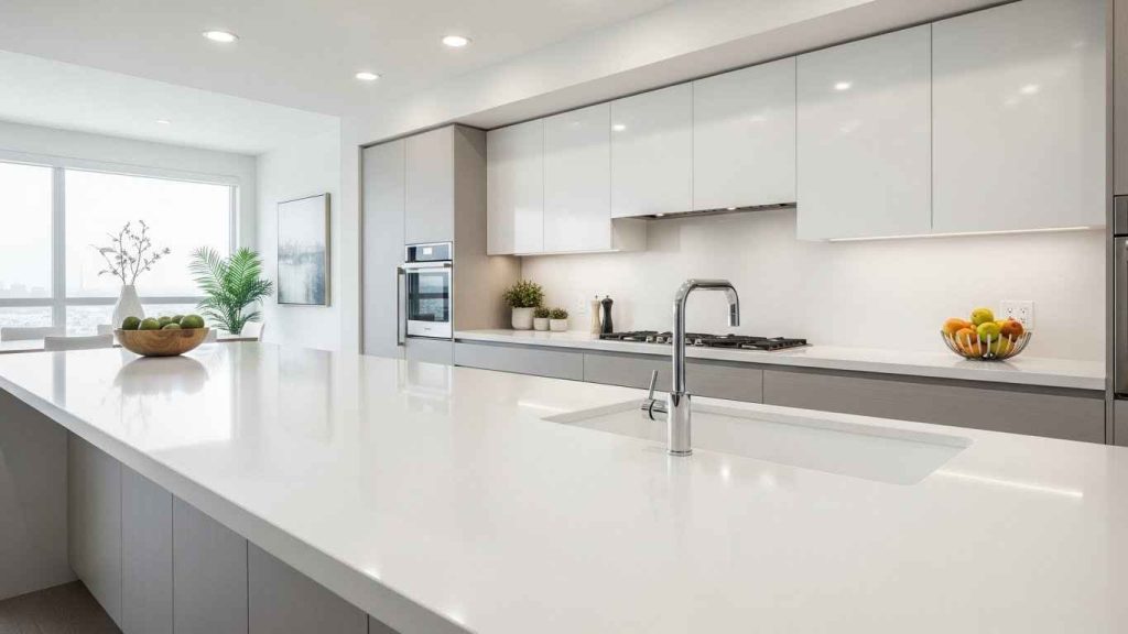 Integrated White Sink and Countertop
