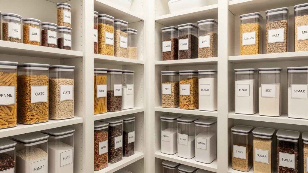 Label Everything for Effortless White Kitchen Order