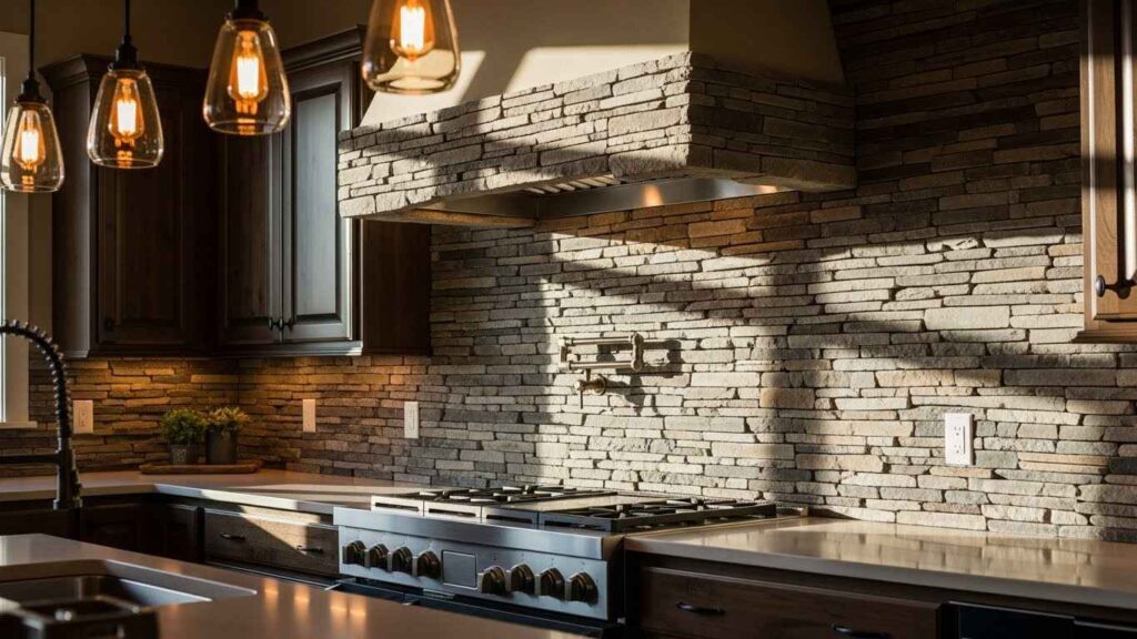 Ledge Stone Backsplash Feature