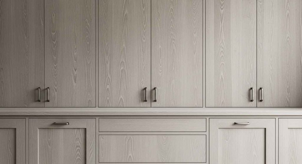 Lime Wax on Oak Cabinets