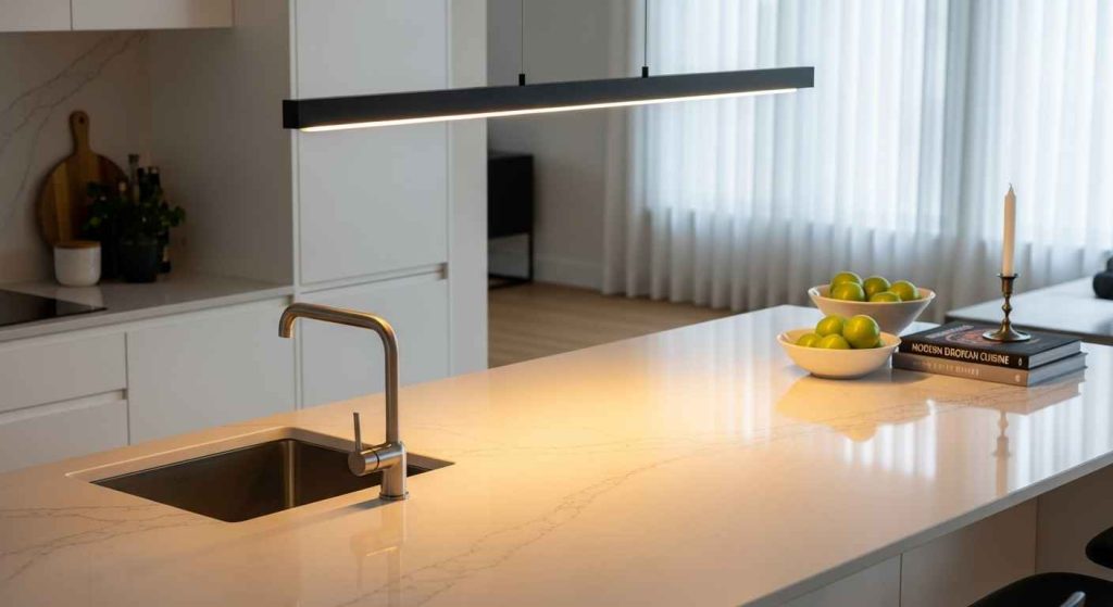 Linear Suspension Lights Over Islands
