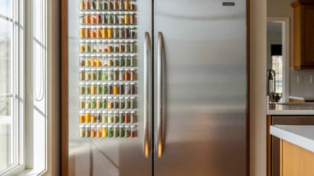 Magnetic Spice Jars on Fridge