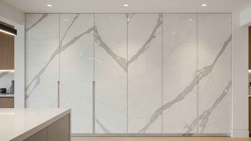 Marble Counter-to-Ceiling Pantry Doors