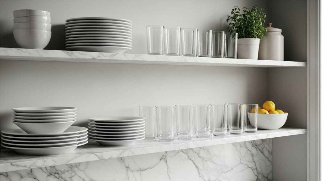 Marble Open Shelving Displays