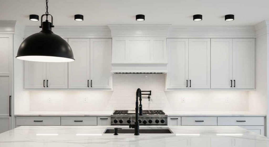 Marble with Matte Black Fixtures