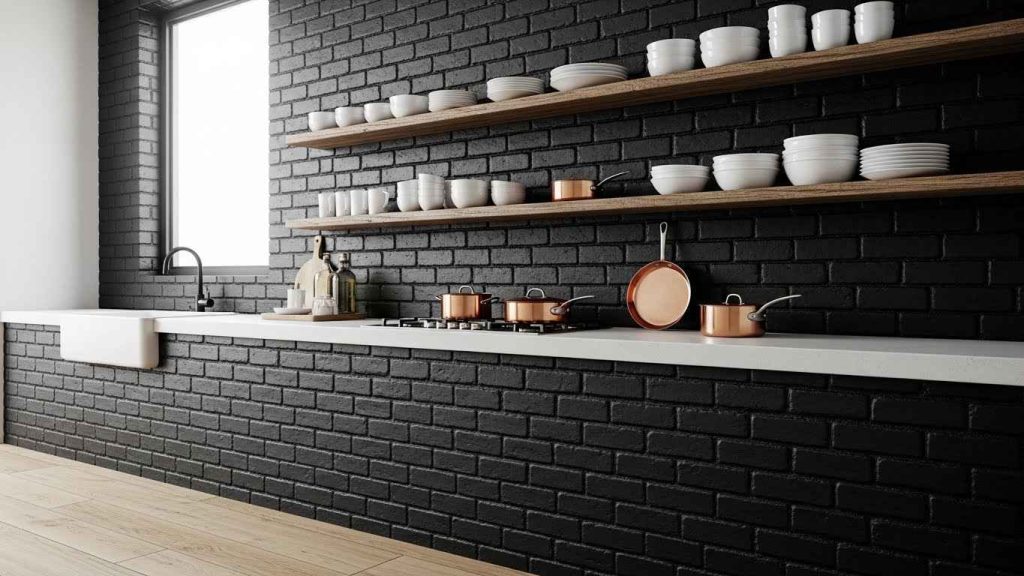 Matte Black Brick Wall