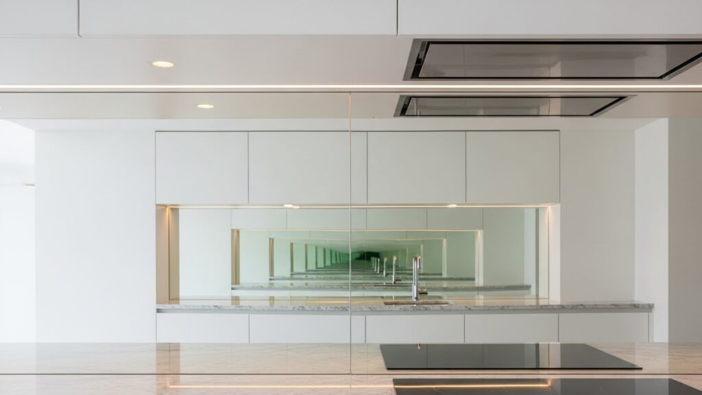 Mirrored Backsplashes & Counter Edges