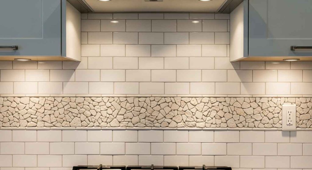 Mixed Material Subway Tile Backsplash
