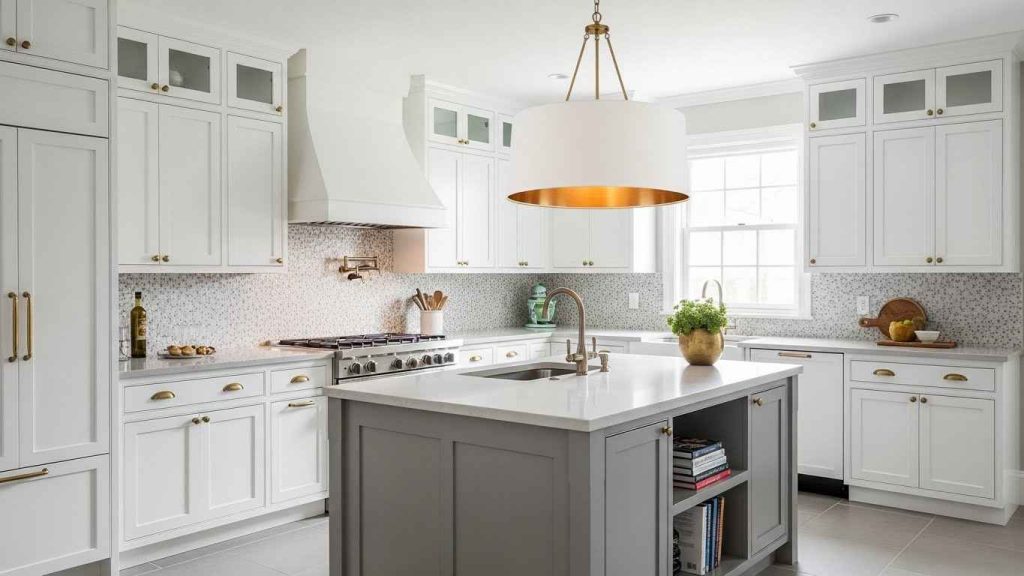 Mixing Metals with White Pendant Lighting
