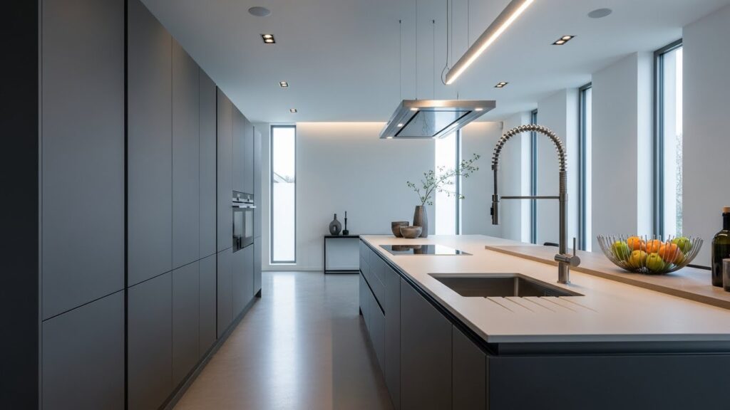 Modern Slab-Style Tall Cabinets