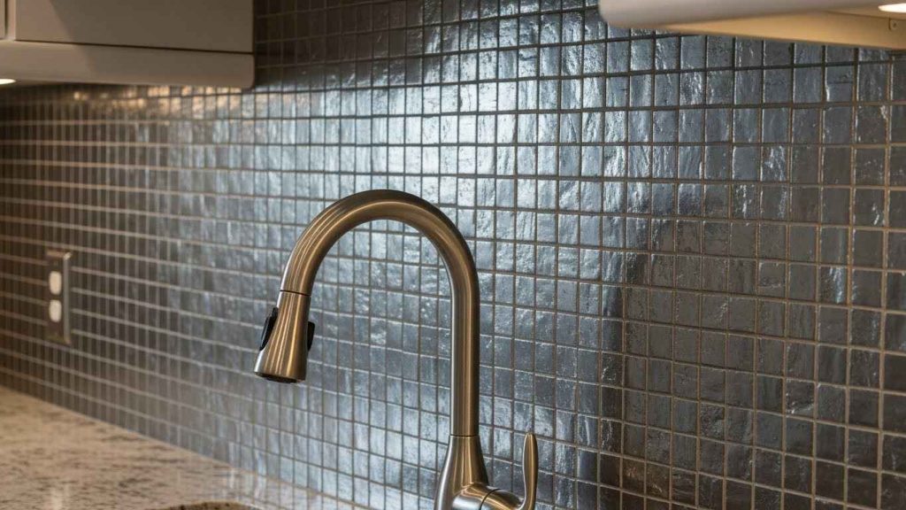 Mosaic Pewter Backsplash Design