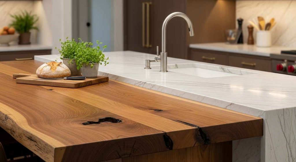 Natural Wood and Stone Pairing