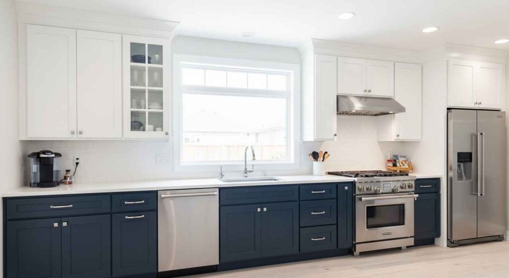Navy Blue Lower Cabinets