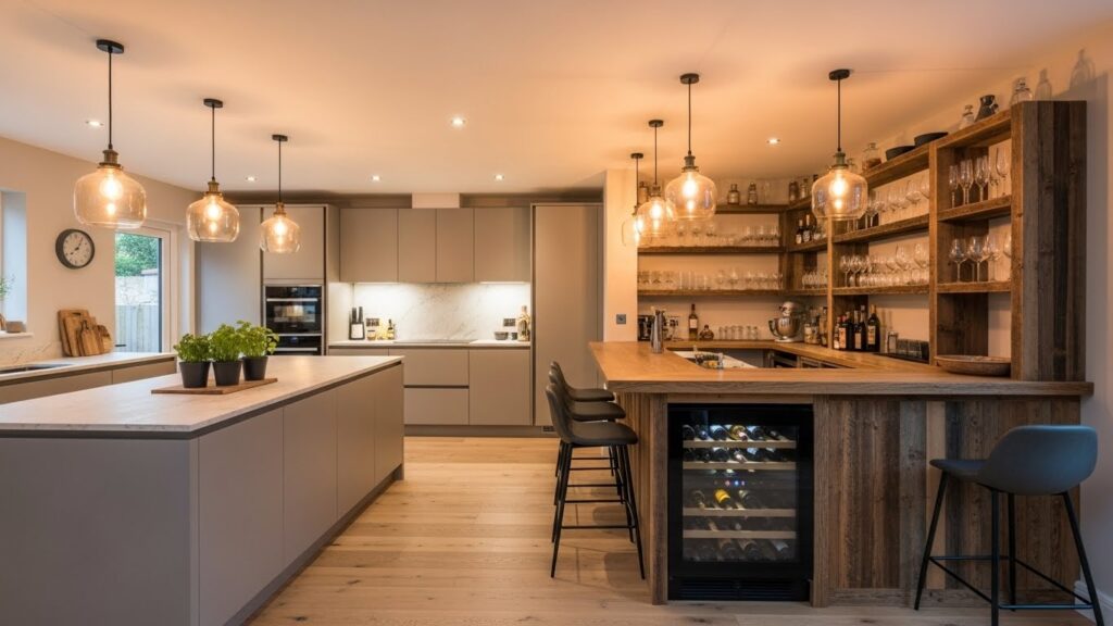 Open Kitchen with a Built-In Bar
