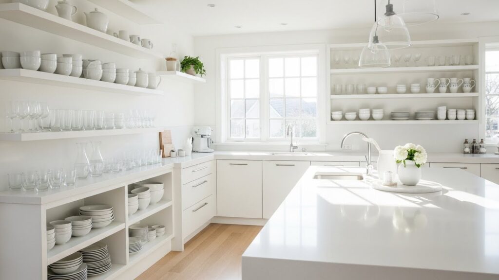 Open Shelving in a Classic White Kitchen